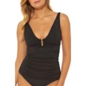 NWT Bleu Rod‎ Beattie U-Notch Black Tankini Swim Top Size 8